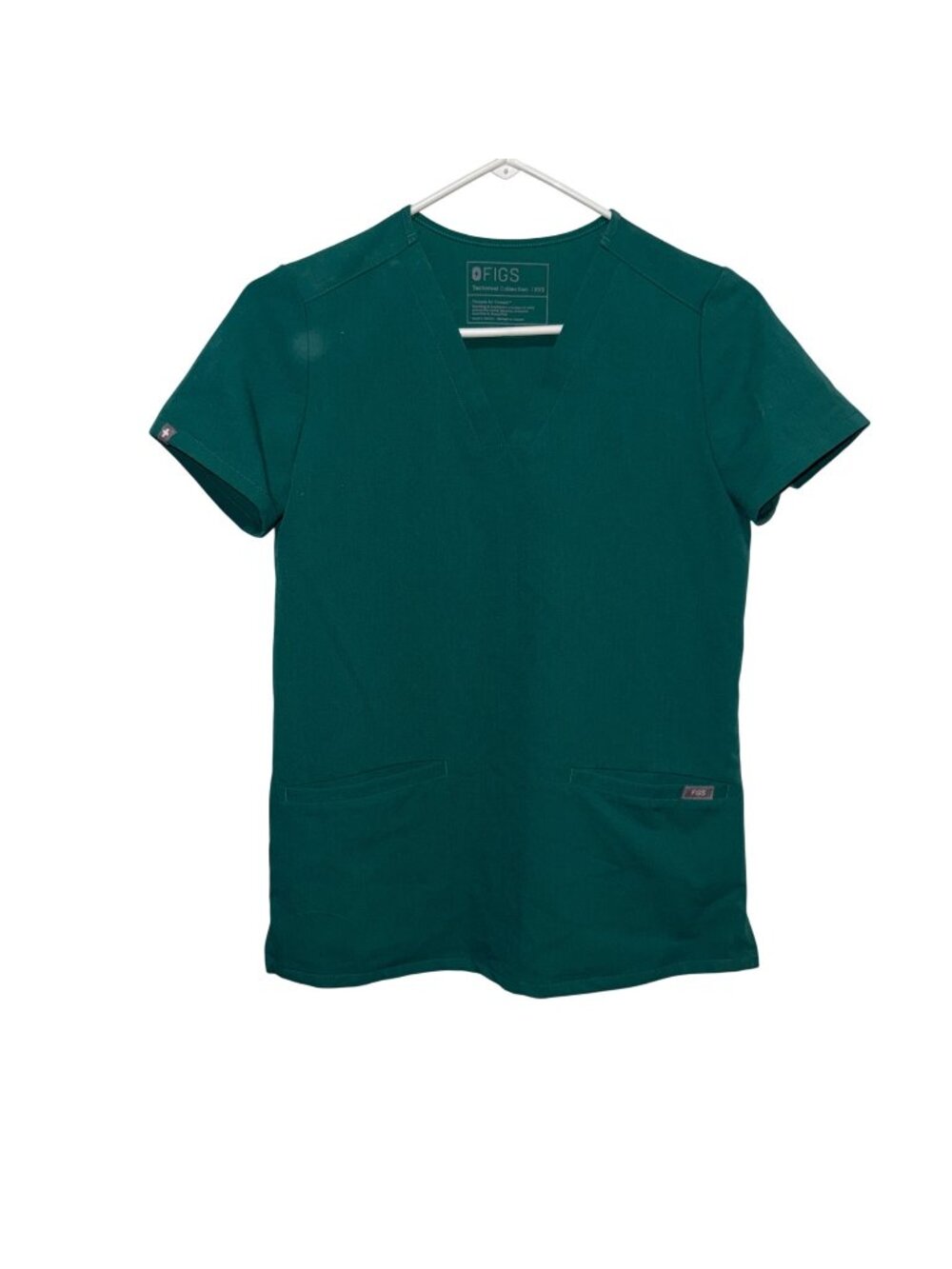 Figs Technical Collection XXS Green Womens Scrub Top V-Neck With Pockets